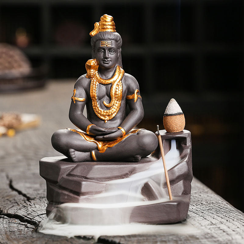 Shiva Indian God Backflow Incense Burner Home Decor Ornaments GEMROCKY-Psychic-1-