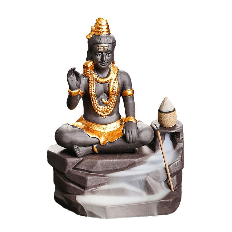 Shiva Indian God Backflow Incense Burner Home Decor Ornaments GEMROCKY-Psychic-