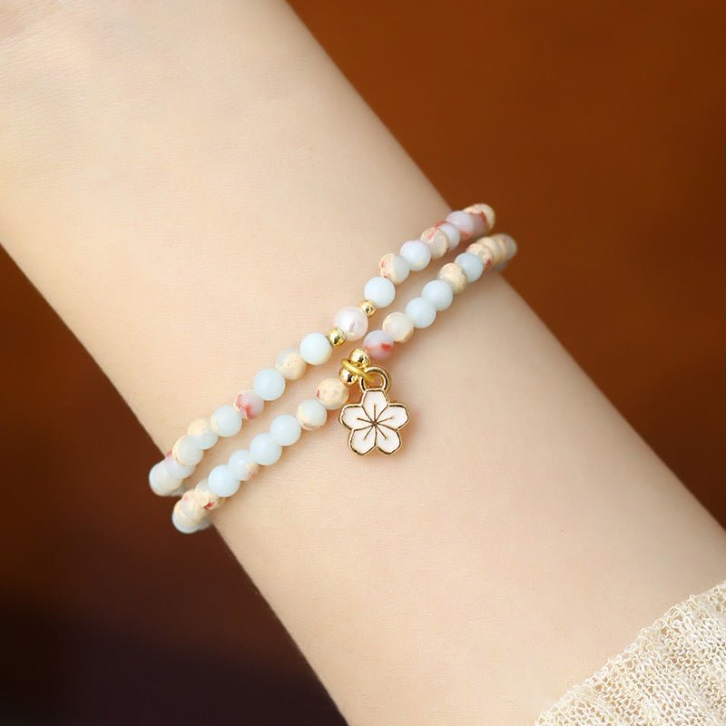 Shoushan Stone Sakura Bead Bracelets GEMROCKY-Bracelets-4mm double circle-