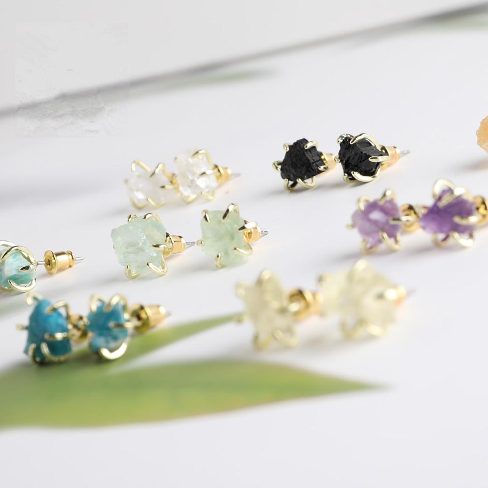 Six Paw Rough Crystal Earrings GEMROCKY-Jewelry-