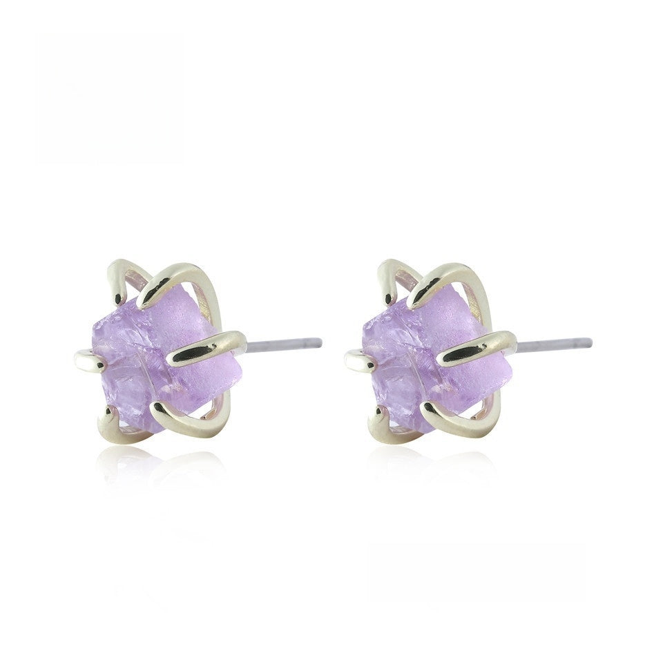 Six Paw Rough Crystal Earrings GEMROCKY-Jewelry-Amethyst-