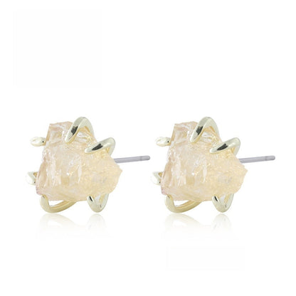 Six Paw Rough Crystal Earrings GEMROCKY-Jewelry-Citrine-