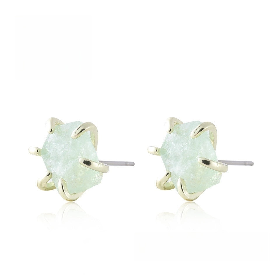 Six Paw Rough Crystal Earrings GEMROCKY-Jewelry-Fluorite-