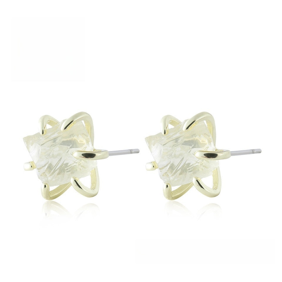 Six Paw Rough Crystal Earrings GEMROCKY-Jewelry-Lemon Quartz-