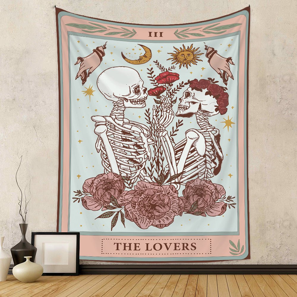 Skeleton Lovers Background Cloth Bohemian Style Tarot Tapestry GEMROCKY-Decoration-73*95cm (brushed hair)-1-