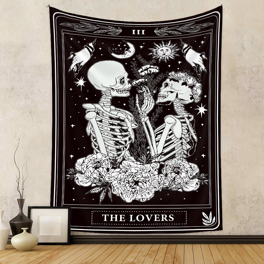 Skeleton Lovers Background Cloth Bohemian Style Tarot Tapestry GEMROCKY-Decoration-73*95cm (brushed hair)-2-