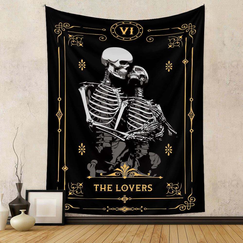 Skeleton Lovers Background Cloth Bohemian Style Tarot Tapestry GEMROCKY-Decoration-73*95cm (brushed hair)-4-