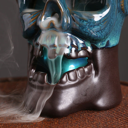 Skull Ceramics LED Light Backflow Incense Burner Home Decor Ornaments GEMROCKY-Psychic-