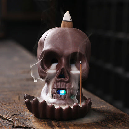 Skull Dragon Halloween Backflow Incense Burner with LED Light Home Decor Ornaments GEMROCKY-Psychic-