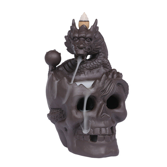 Skull Dragon Halloween LED Light Backflow Incense Burner Home Decor Ornaments GEMROCKY-Psychic-