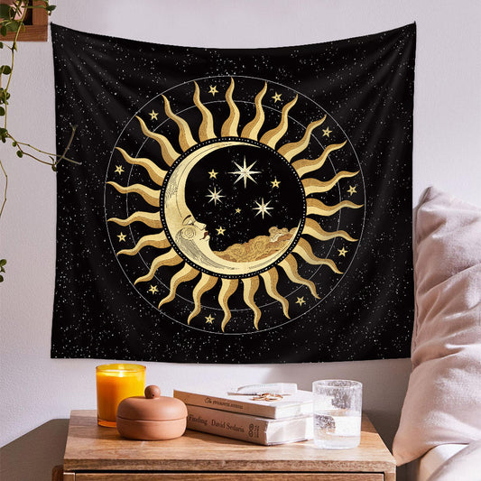 Sleeping Moon Sun Background Cloth Decor Tapestry GEMROCKY-Decoration-