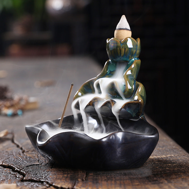 Small Lotus Pool Backflow Incense Burner Home Decor Ornaments GEMROCKY-Psychic-