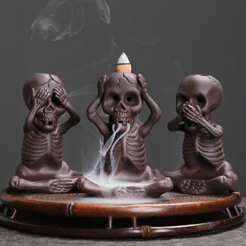 Small Skeleton Backflow Halloween Incense Burner Home Decor Ornaments GEMROCKY-Psychic-SET-