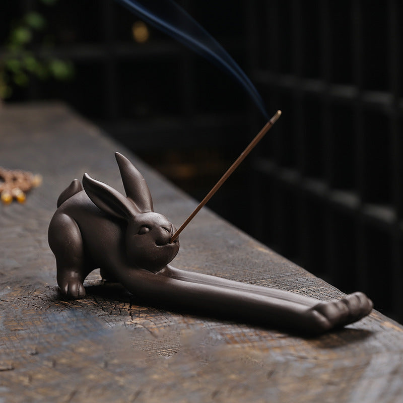 Smoking Animals Stick Incense Burner Home Decor Ornaments GEMROCKY-Psychic-Rabbit-