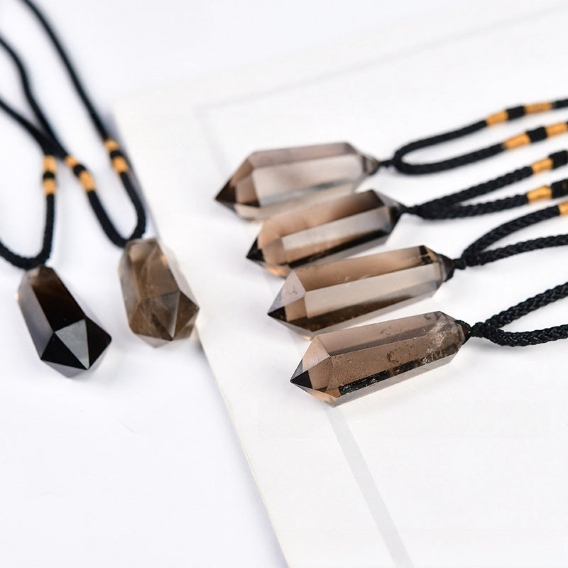 Smoky Quartz Double Points Necklaces GEMROCKY-Jewelry-