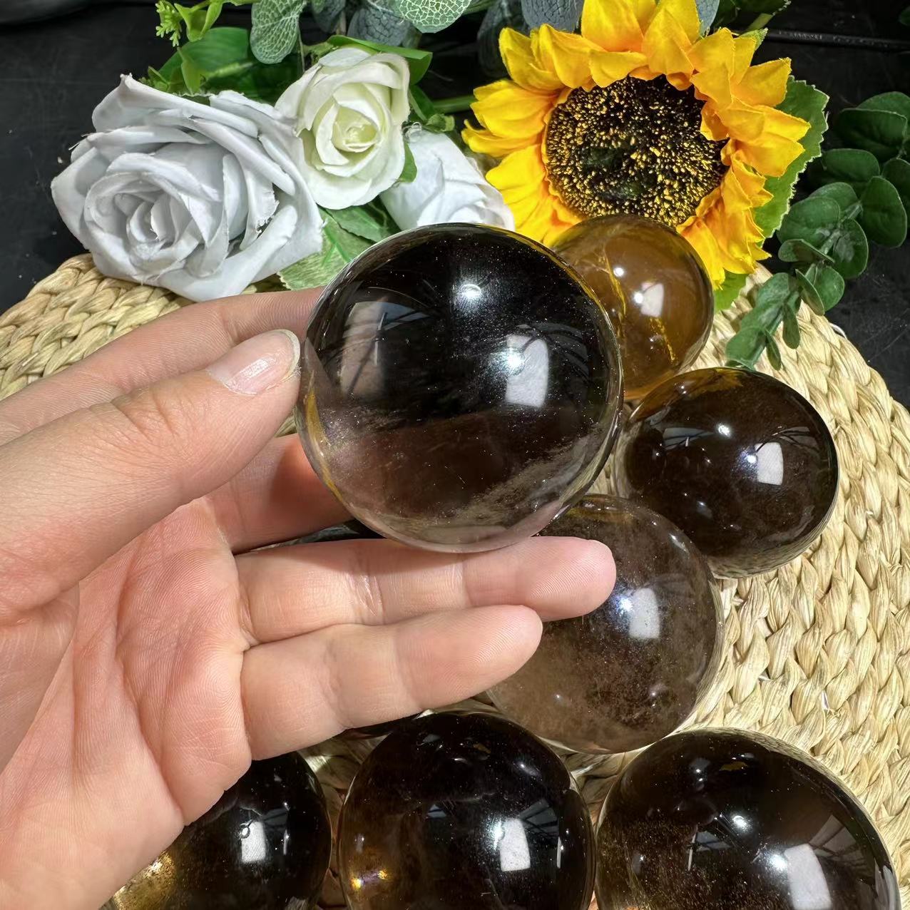 Smoky Quartz Spheres GEMROCKY-Spheres-