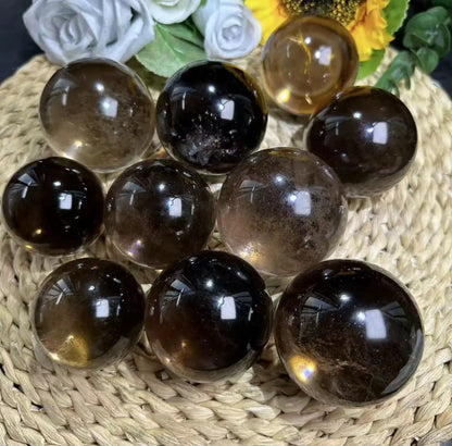 Smoky Quartz Spheres GEMROCKY-Spheres-