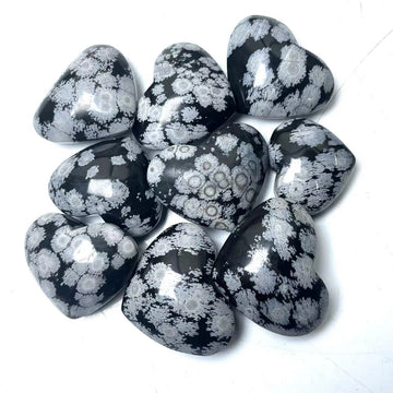 Snowflake Black Obsidian Hearts GEMROCKY-Carvings-