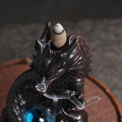 Sphere Guardian Dragon Backflow Incense Burner Home Decor Ornaments GEMROCKY-Psychic-