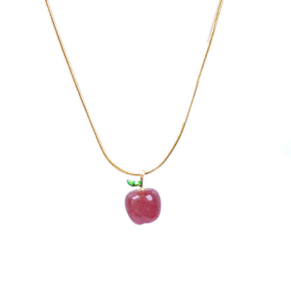 Strawberry Quartz Apple Pendant Necklaces GEMROCKY-Jewelry-