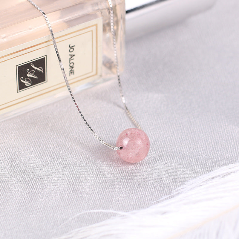 Strawberry Quartz Bead S925 Necklaces GEMROCKY-Jewelry-