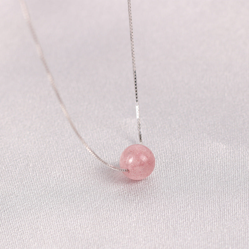 Strawberry Quartz Bead S925 Necklaces GEMROCKY-Jewelry-