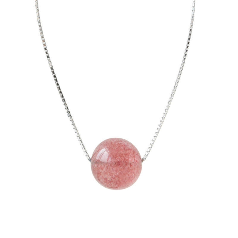 Strawberry Quartz Bead S925 Necklaces GEMROCKY-Jewelry-