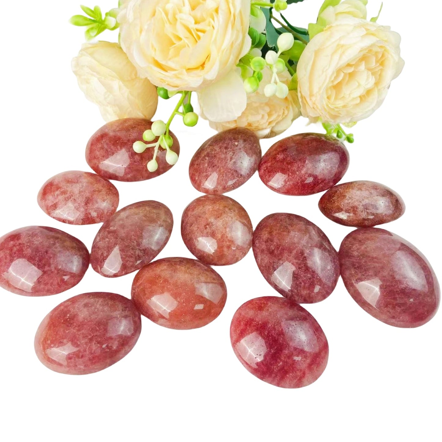 Strawberry Quartz Palm Stones GEMROCKY-Carvings-