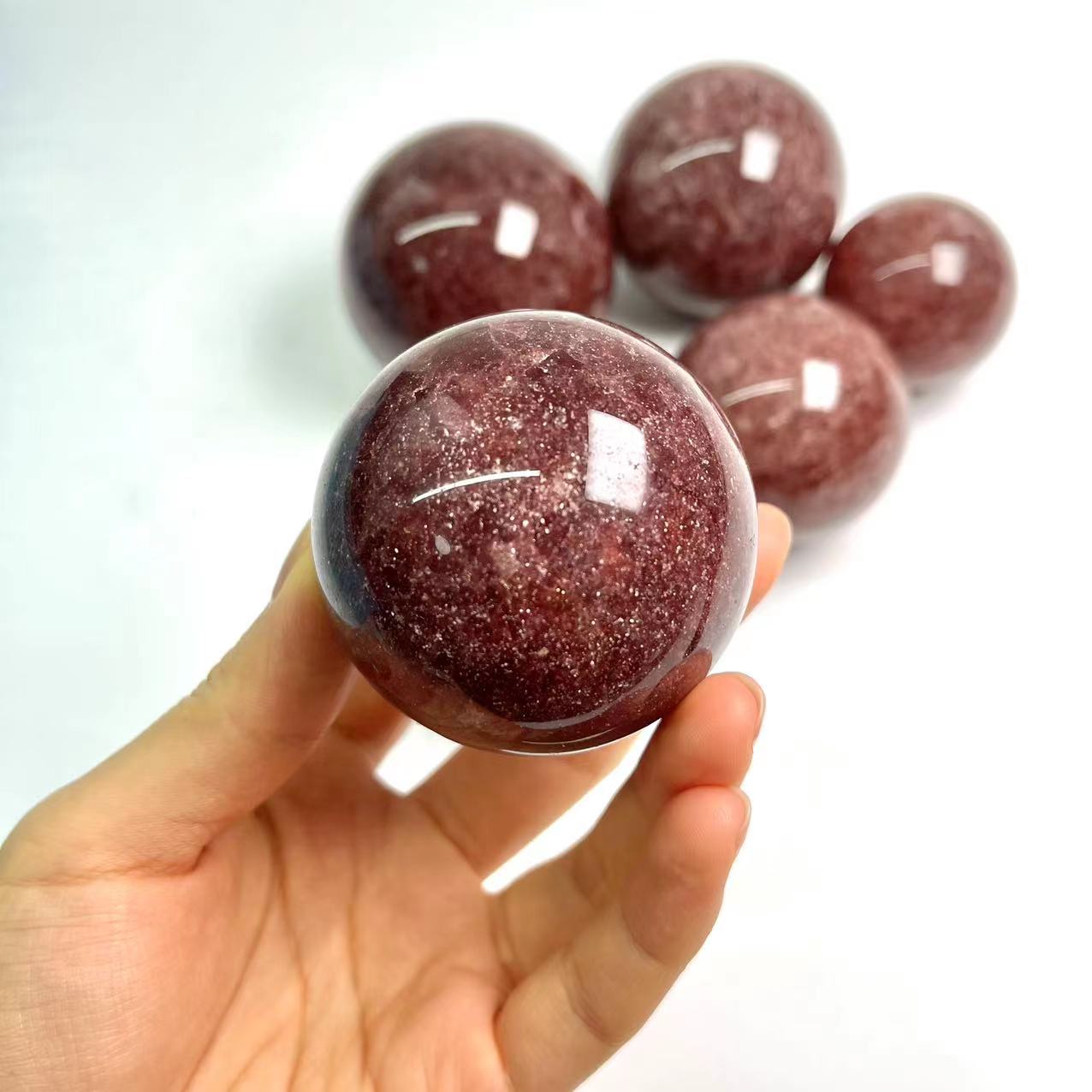 Strawberry Quartz Spheres GEMROCKY-Spheres-