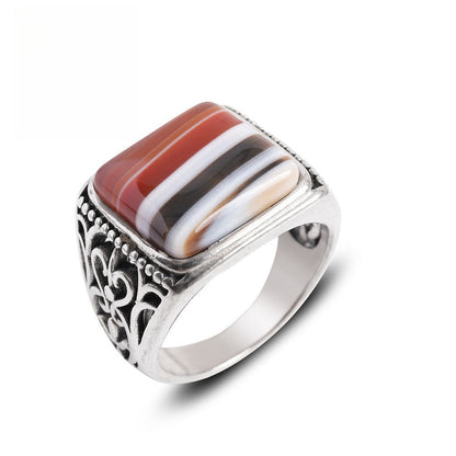 Stripe Agate Hollow Rings GEMROCKY-Jewelry-Coffee Agate-