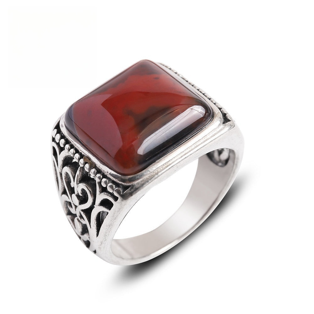 Stripe Agate Hollow Rings GEMROCKY-Jewelry-Red Agate-