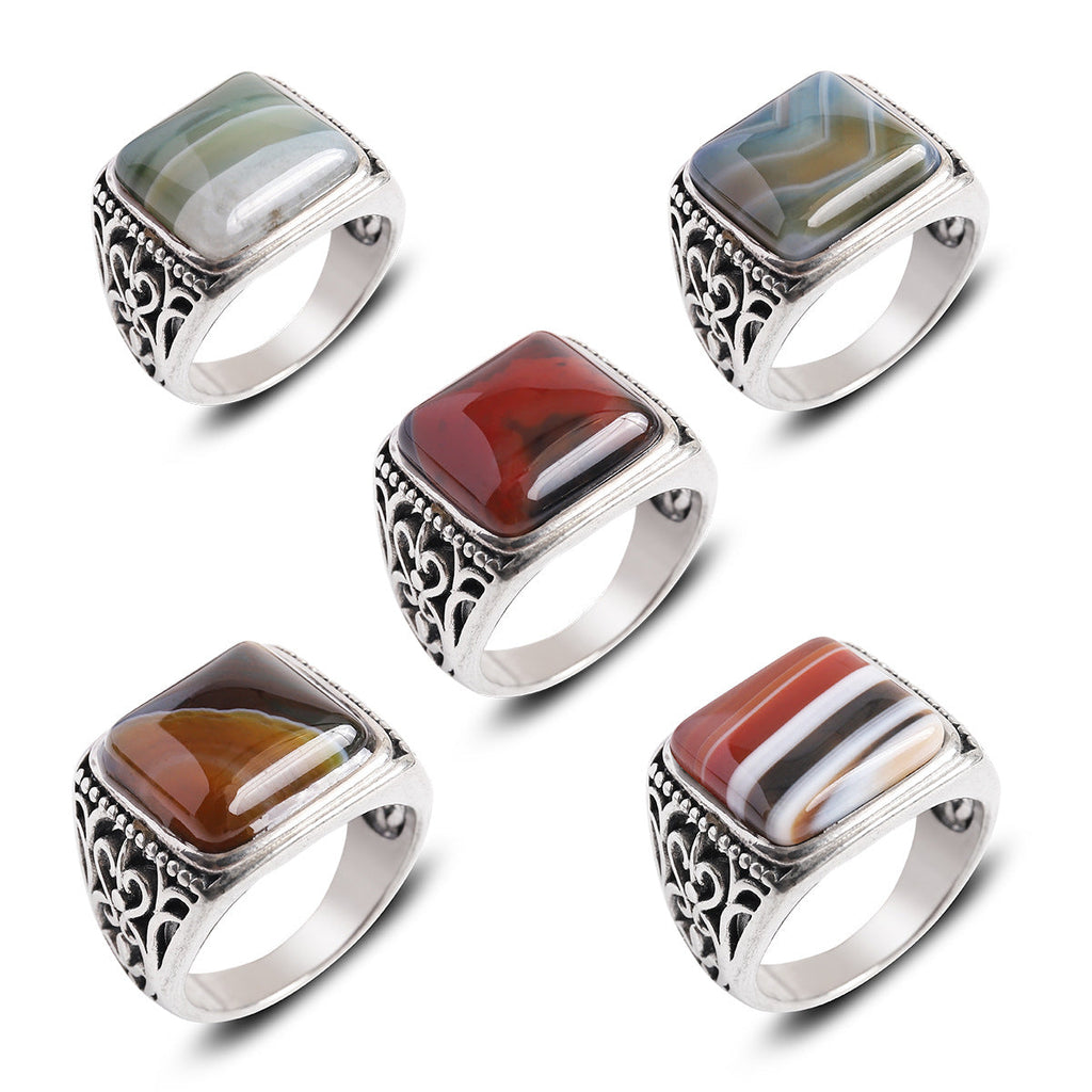 Stripe Agate Hollow Rings GEMROCKY-Jewelry-
