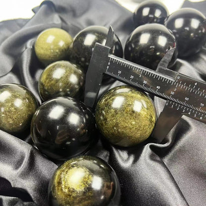 Strong Flash Golden Obsidian Spheres GEMROCKY-Spheres-