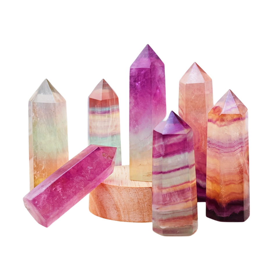 Sugar Rainbow Fluorite Point Wands GEMROCKY-Point Wands-