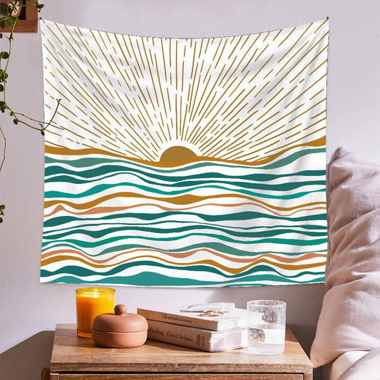 Sunrise at Sea Background Cloth Decor Tapestry GEMROCKY-Decoration-