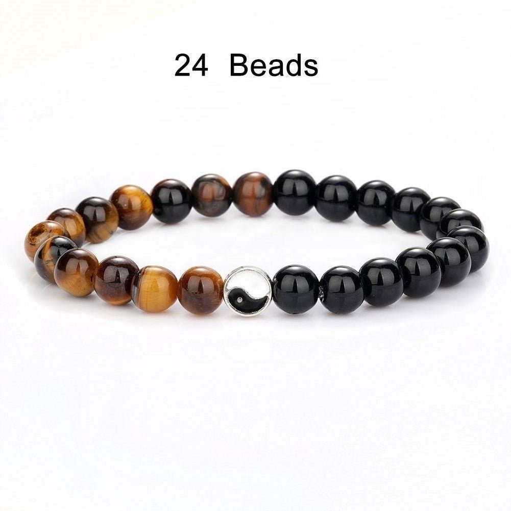 Taichi Tiger Eye Black Matte Daoism Crystal Bead Bracelets GEMROCKY-Bracelets-Tiger Eye+ Black Glass-