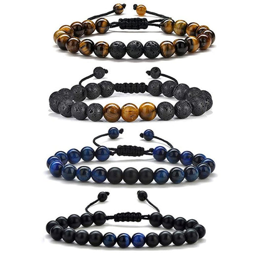 Tiger Eye Black Agate Turquoise 8mm Bead Bracelets GEMROCKY-Bracelets-