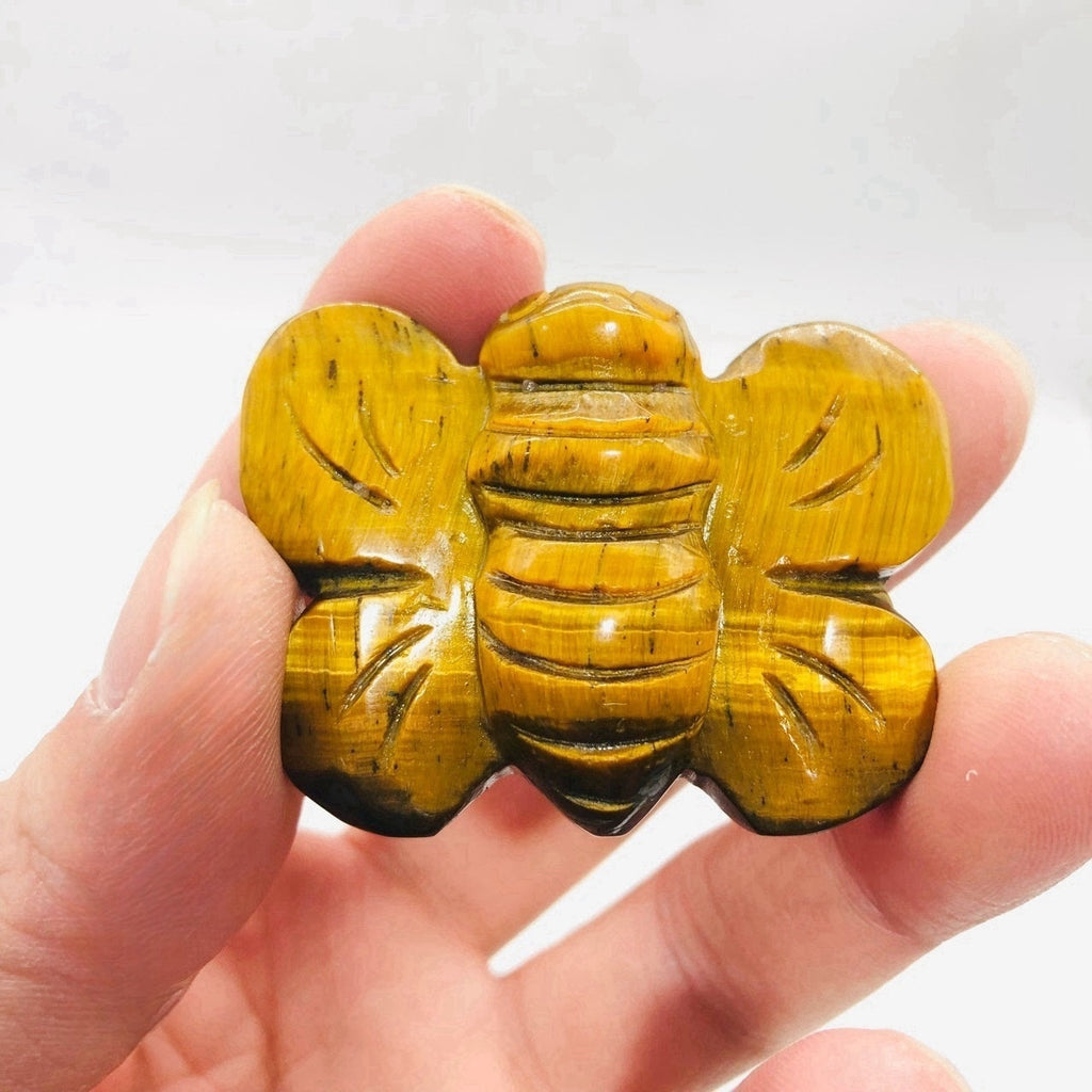 Tiger Eye Stone Bee Carvings GEMROCKY-Carvings-