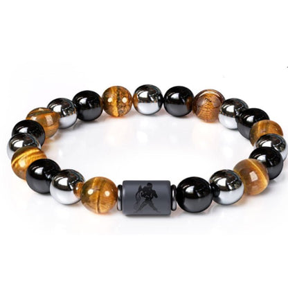 Twelve Constellations Tiger Eye Hematite Mixed Bead Bracelets GEMROCKY-Bracelets-Aquarius-