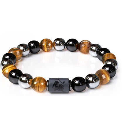 Twelve Constellations Tiger Eye Hematite Mixed Bead Bracelets GEMROCKY-Bracelets-Leo-