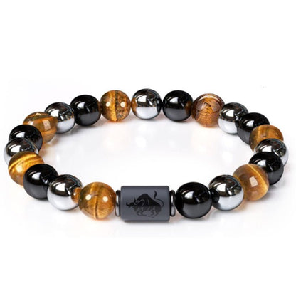 Twelve Constellations Tiger Eye Hematite Mixed Bead Bracelets GEMROCKY-Bracelets-Taurus-