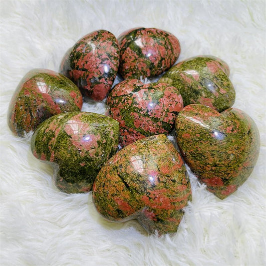 Unakite Hearts GEMROCKY-Carvings-