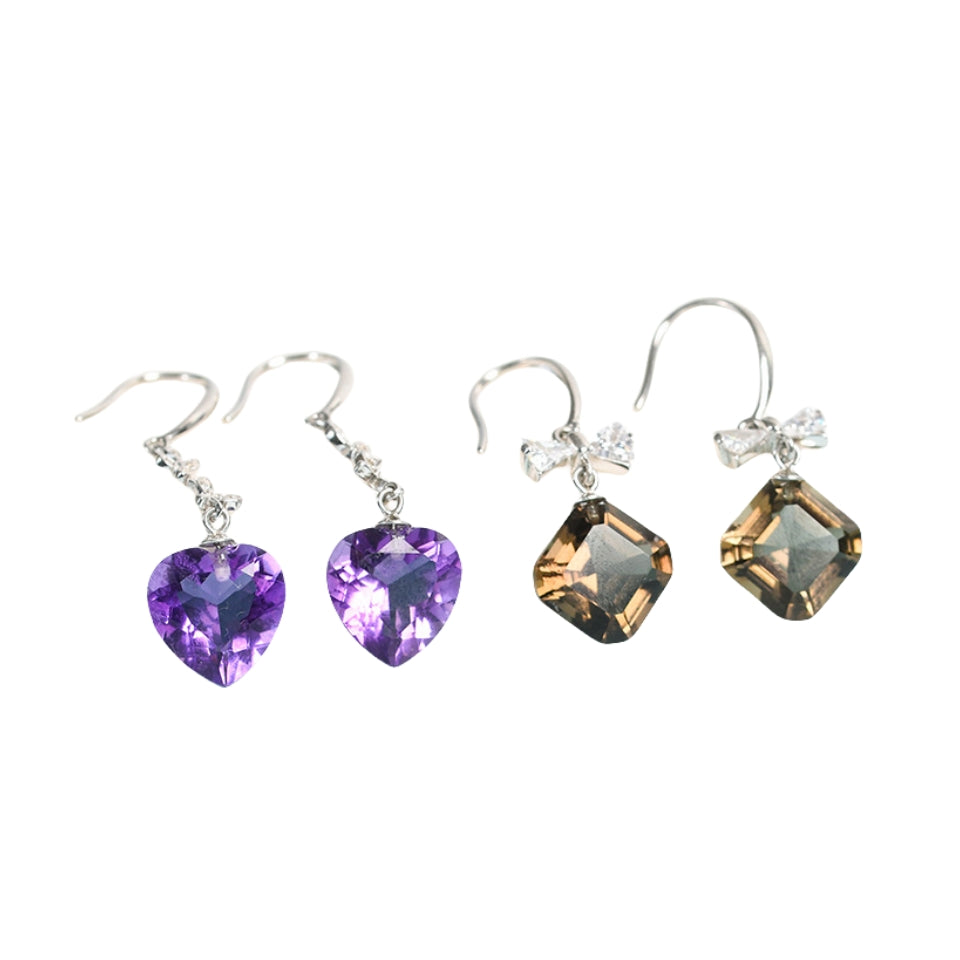 Uruguay Amethyst Crystal Drop Eardrop Earrings GEMROCKY-Jewelry-