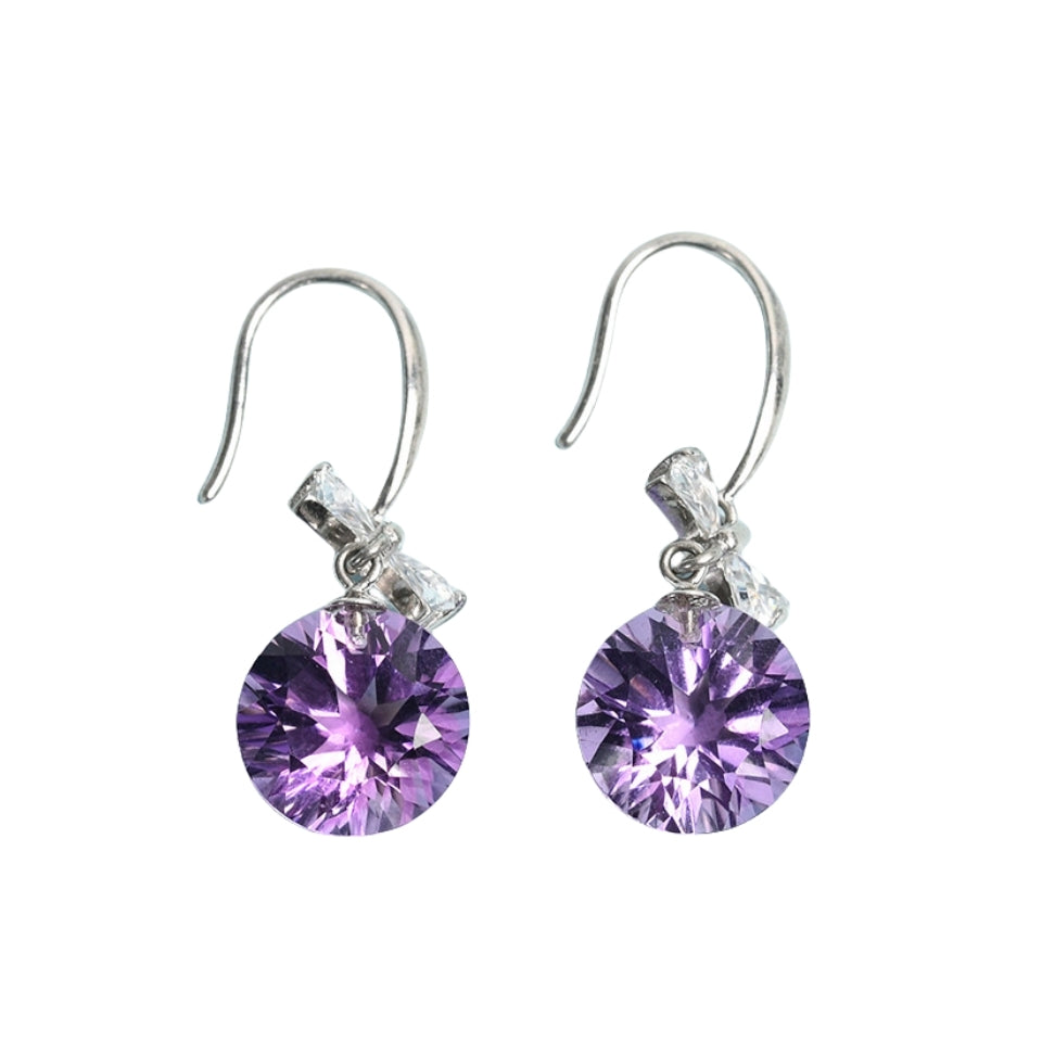 Uruguay Amethyst Crystal Drop Eardrop Earrings GEMROCKY-Jewelry-Circle Shape-