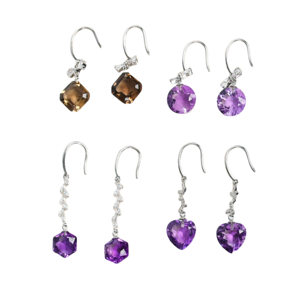 Uruguay Amethyst Crystal Drop Eardrop Earrings GEMROCKY-Jewelry-