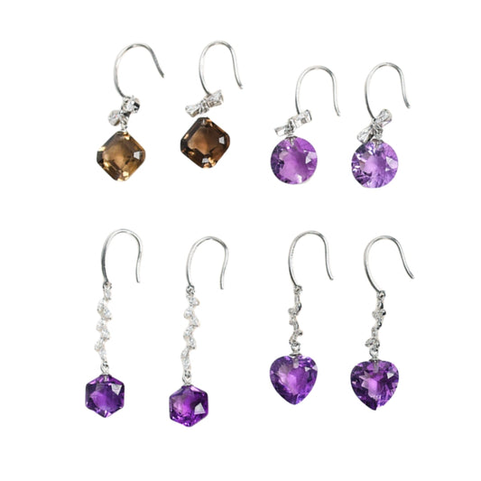 Uruguay Amethyst Crystal Drop Eardrop Earrings GEMROCKY-Jewelry-