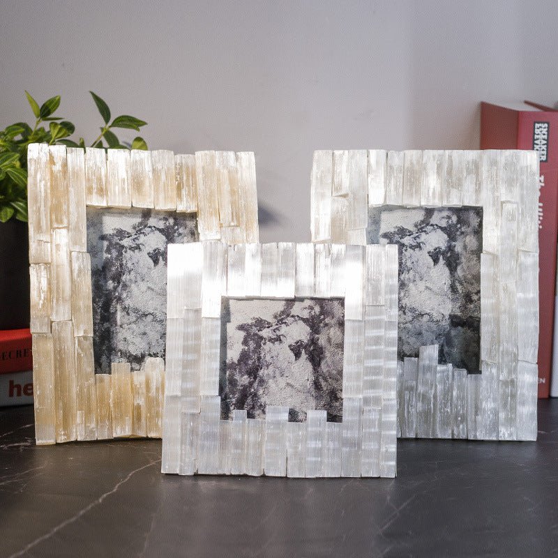 Vertical Bar Gravel Selenite Photo Frame Home Ornaments GEMROCKY-Decoration-