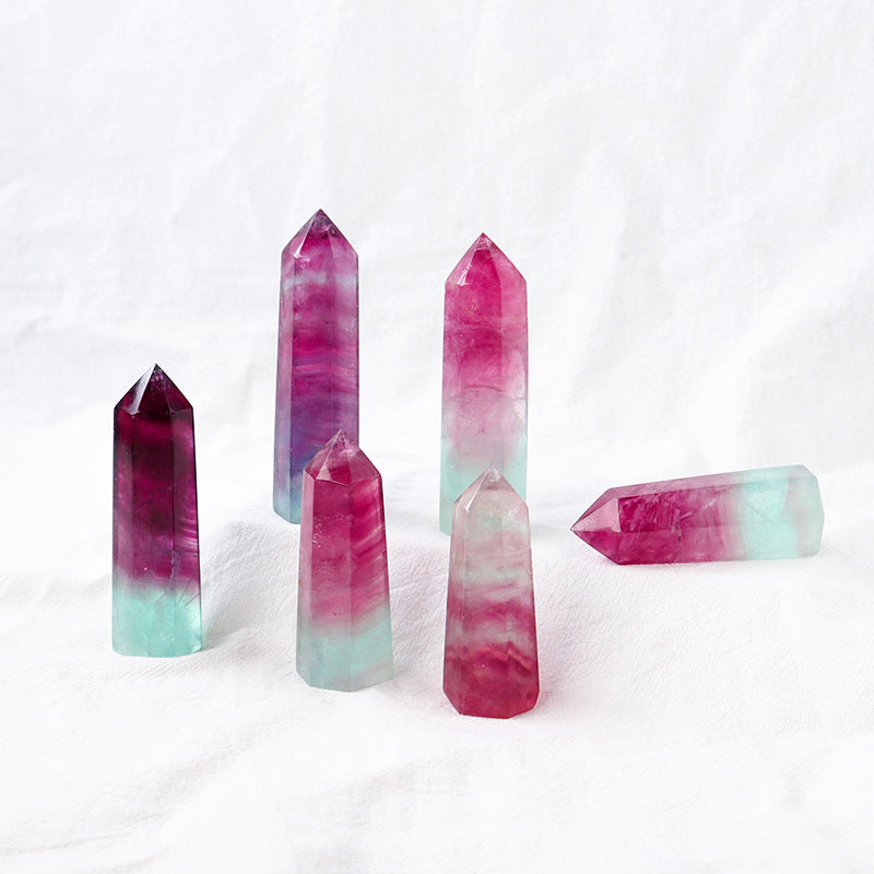 Watermelon Fluorite Long Point Wands GEMROCKY-Point Wands-