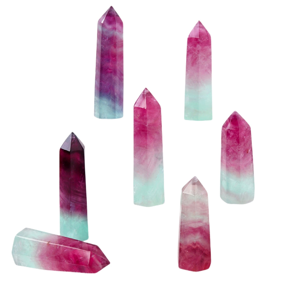 Watermelon Fluorite Long Point Wands GEMROCKY-Point Wands-