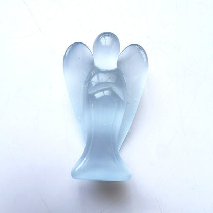 White Cat Eye Stone Angel 3 Inch GEMROCKY-Carvings-